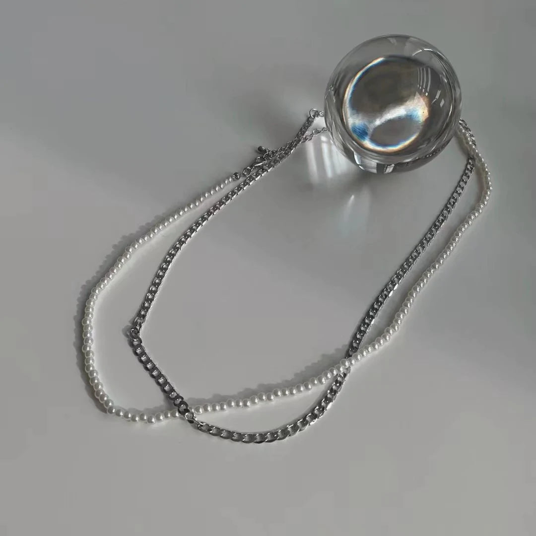 Pearl and Chain Necklace Set