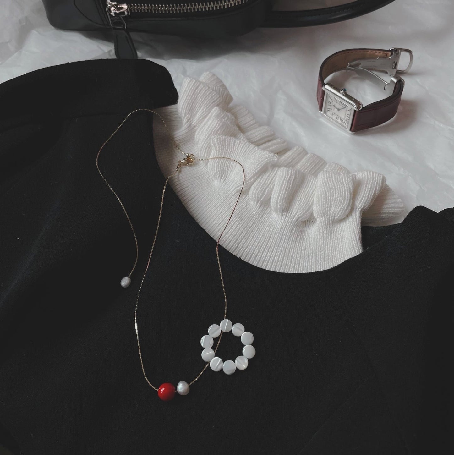 Silver-tone Pearl beaded Necklace