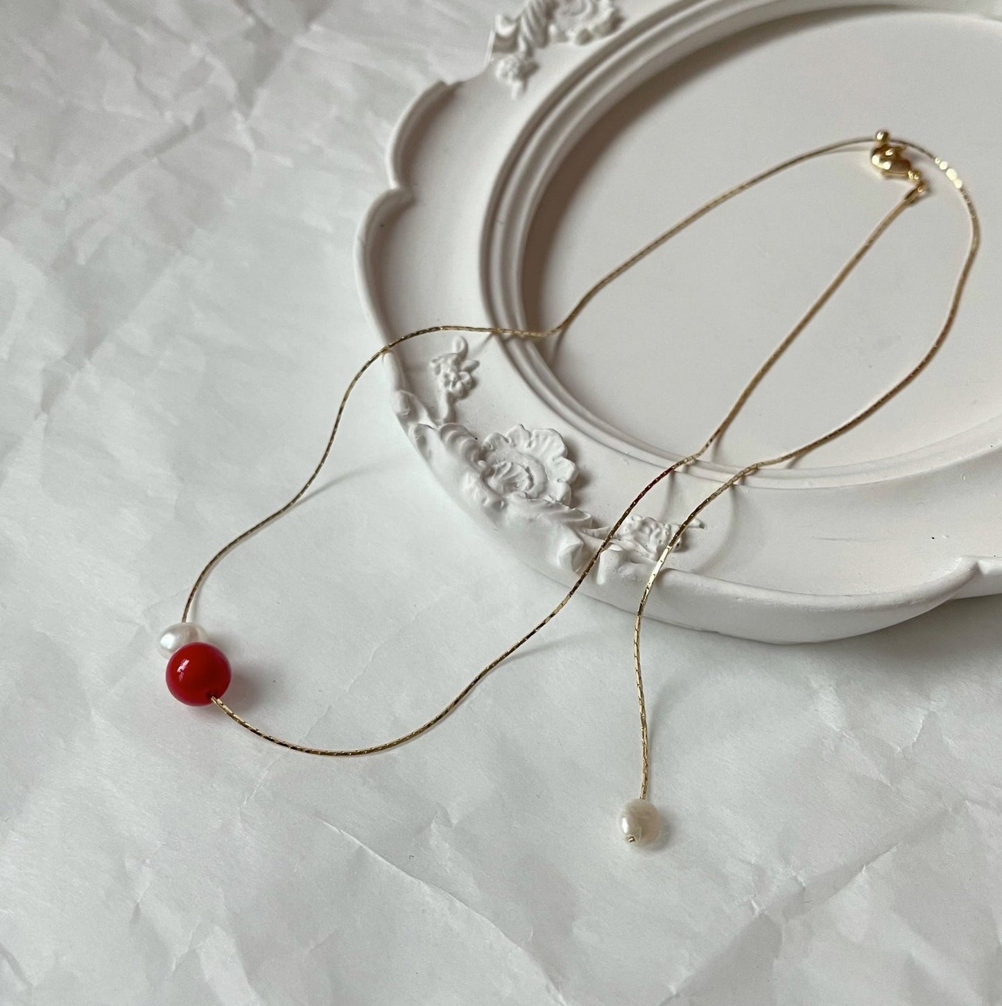 Silver-tone Pearl beaded Necklace