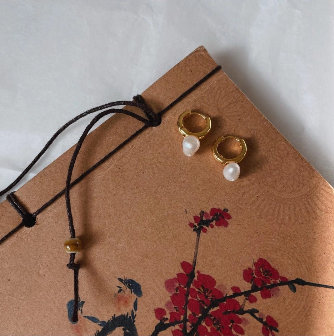 Fresh Water Pearl Huggie Earrings