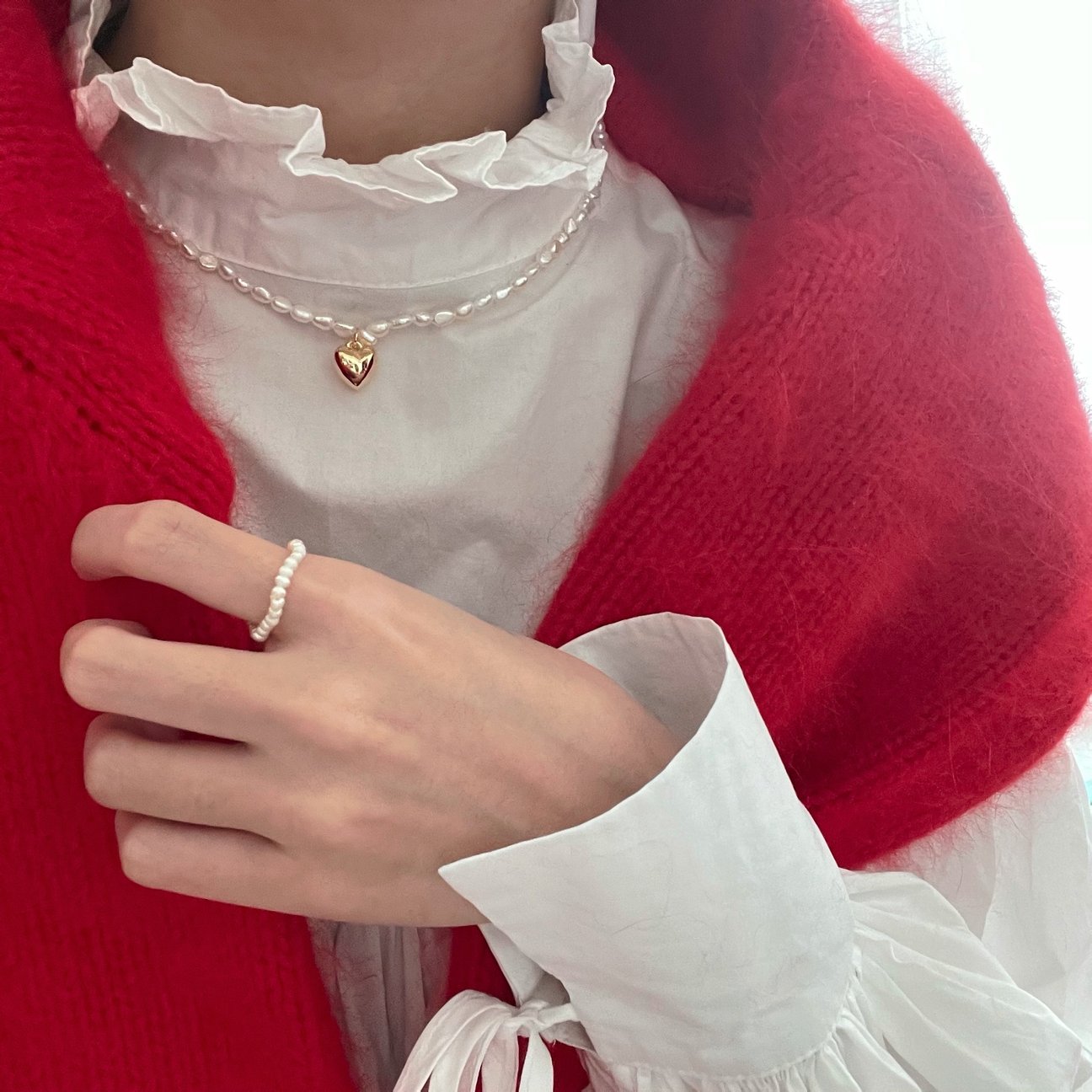 Freshwater Pearl Heart Necklace - O.chic Studio