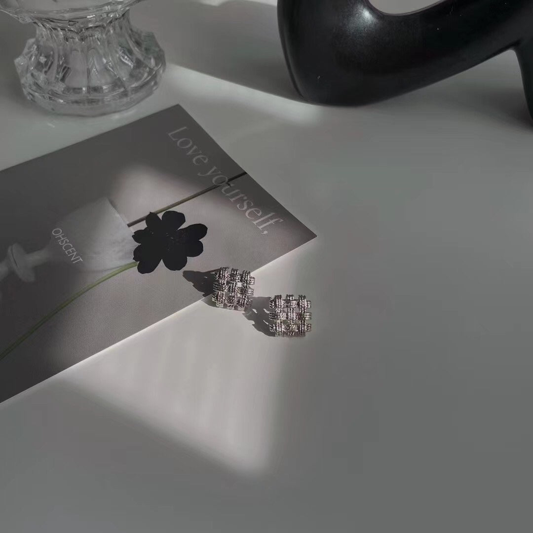 Waffle Earrings ( Silver 925)