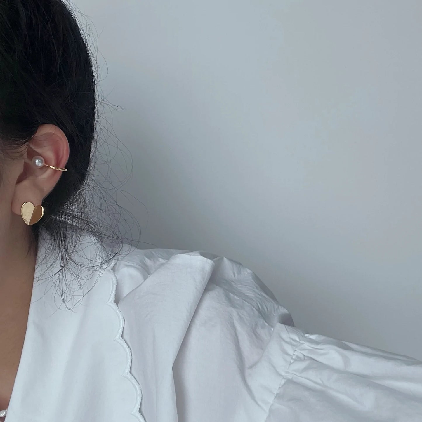 Folded Heart Ear Studs