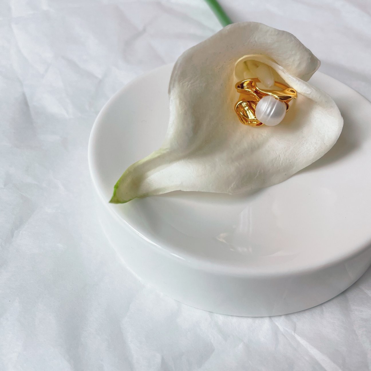 Pearly 18K Gold Plated Ring