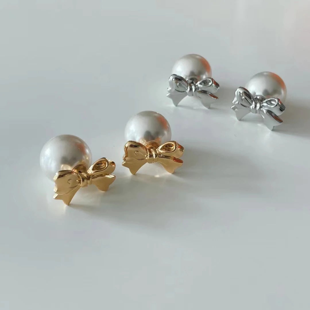 Ribbon Pearl Earrings