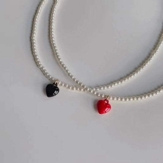 Heart Motif Pearl Necklace