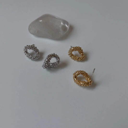 Textured Circle Ear Studs (S925)
