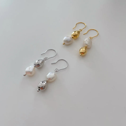 Asymmetric Fresh Water Pearl Earrings