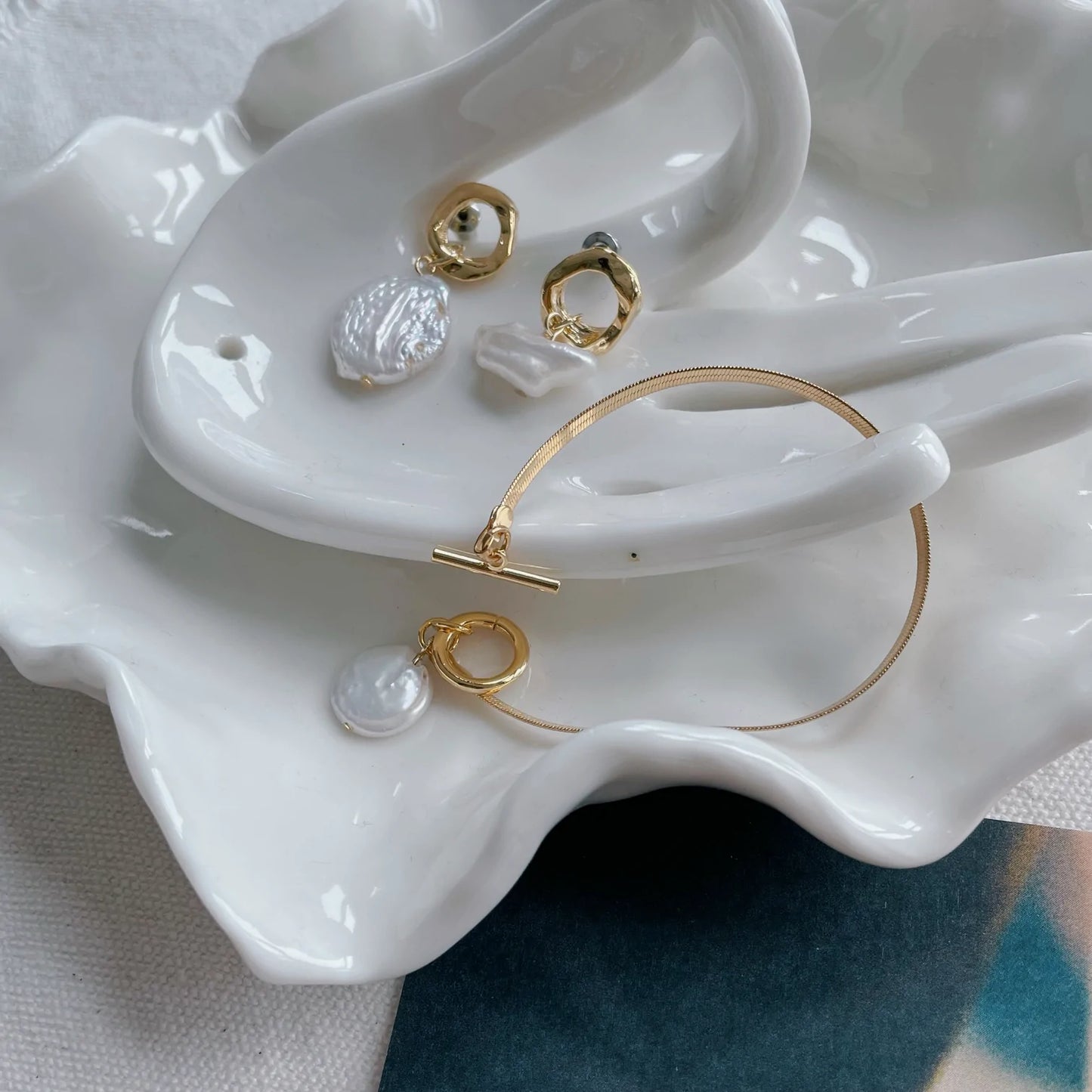 Unbalanced Baroque Pearl Earrings