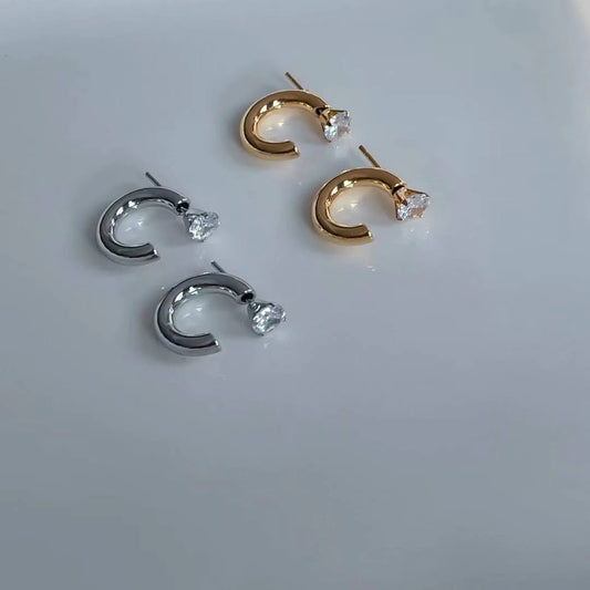 Zirconia C Shape Earrings