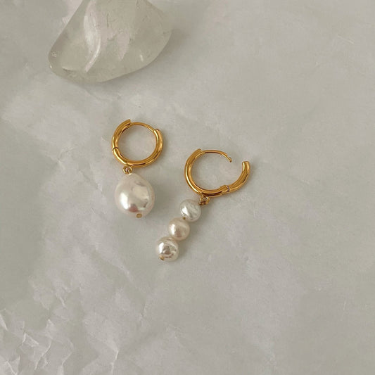 Fresh Water Pearl Unbalanced Ear Drops - O.chic Studio