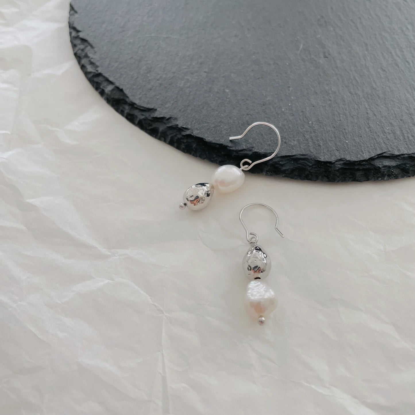 Asymmetric Fresh Water Pearl Earrings