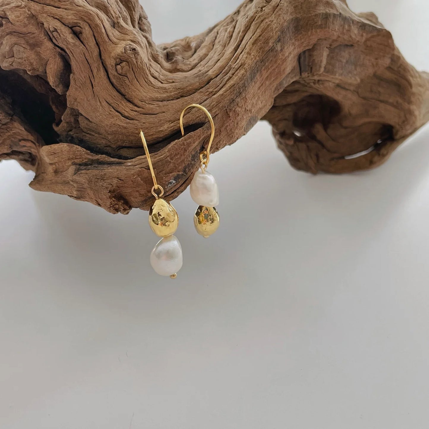 Asymmetric Fresh Water Pearl Earrings