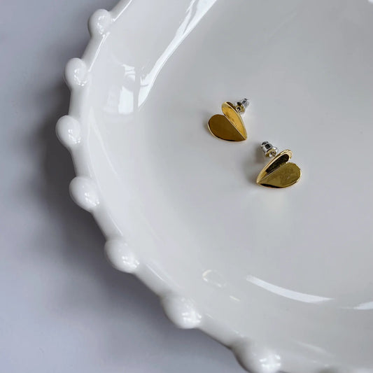 Folded Heart Ear Studs
