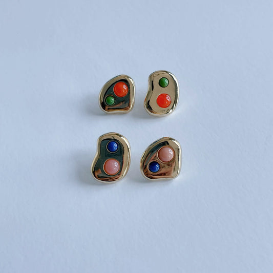 Colourful Beads Unbalanced Earrings