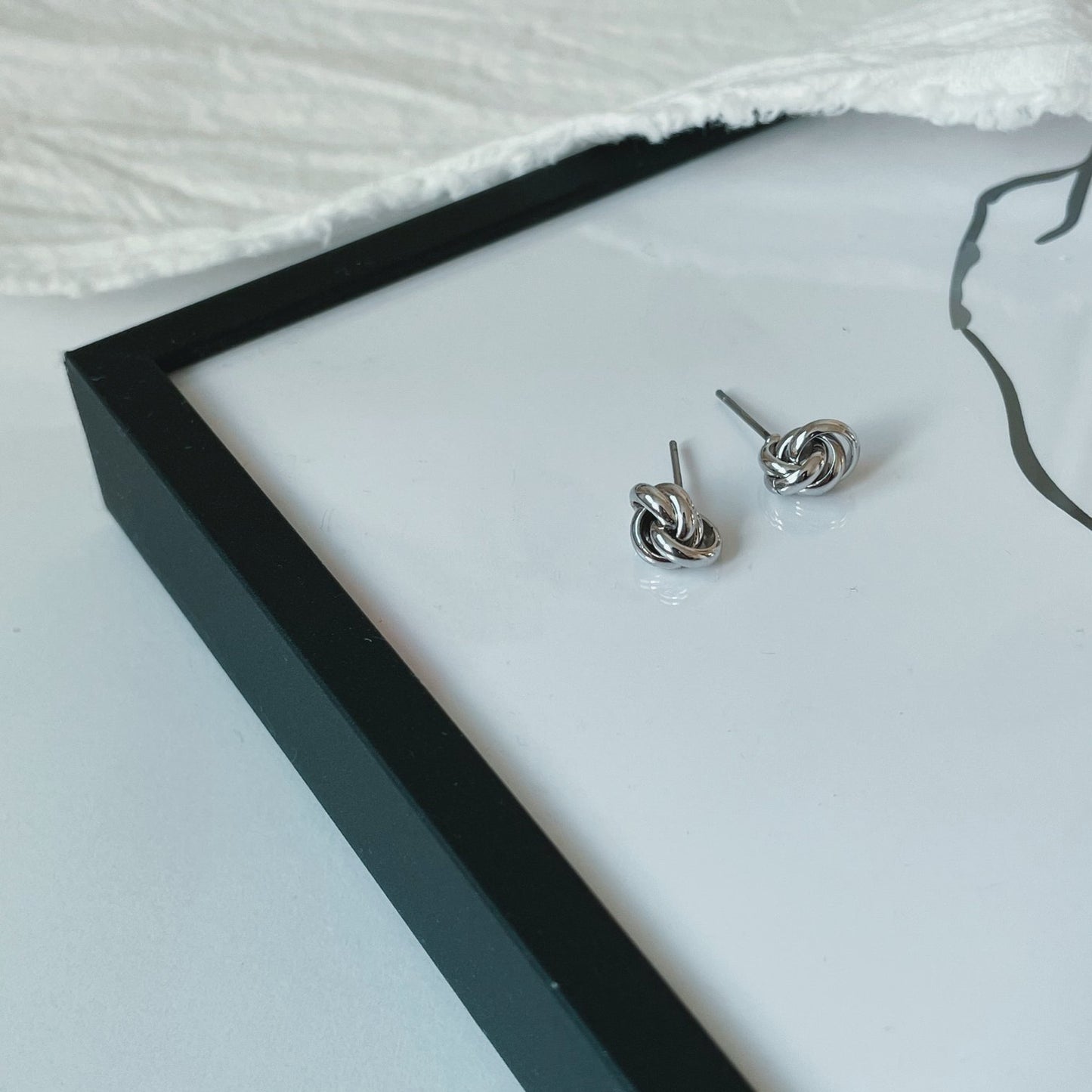 Twisted Silver Ear Studs